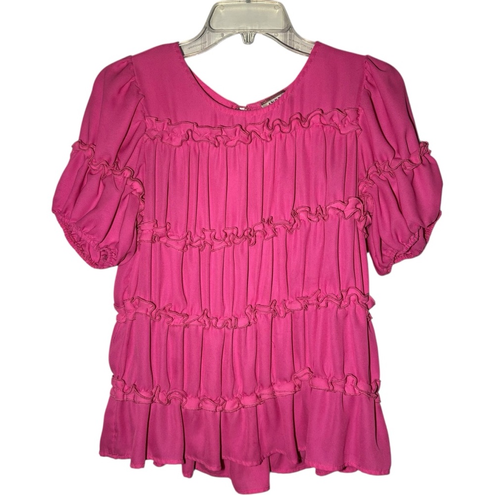 Andree by Unit Pink Tiered‎ Ruffle Blouse – Women's Small